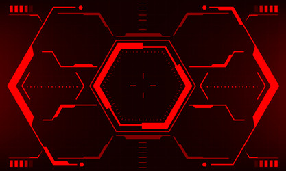 hud sci-fi interface screen view red hexagon vector image