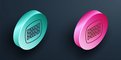 isometric line binary code icon isolated on black vector image