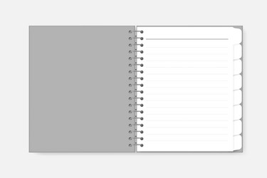 open spiral notebook with tab dividers mockup vector image