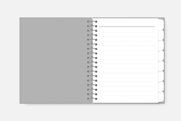 Open spiral notebook with tab dividers mockup vector