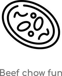Outline beef chow fun icon isolated black simple vector
