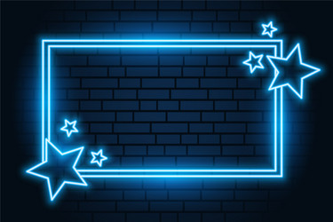 blue neon star rectangular frame with text space vector image