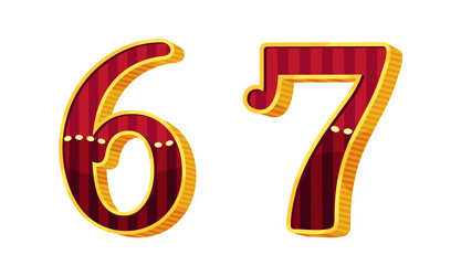 broadway style number and numeral with red vector
