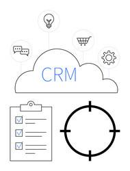 cloud-based crm with task checklist target light vector image