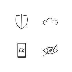 Cyber security linear icons set simple outline vector