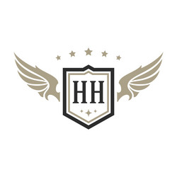 Luxury royal wing letter mp crest gold color logo Vector Image