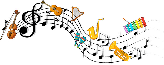 musical melody symbols with many doodle kids vector