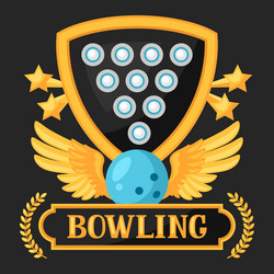 Bowling emblem with game objects image vector