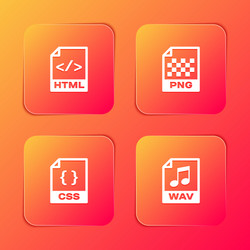 set html file document png css and wav icon vector image
