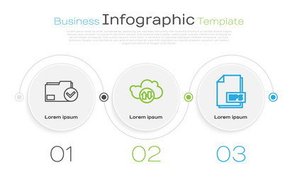 set line document folder and check mark cloud vector image