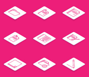 set line document folder file and binder vector image