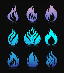 blue design fire elements on black vector