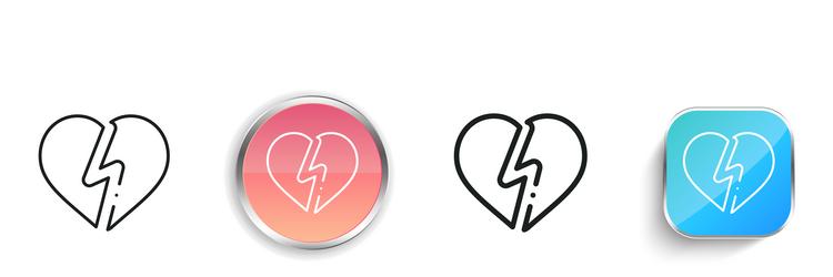 broken heart icon thin linear regular and button vector image