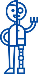 man android robot line icon concept vector image