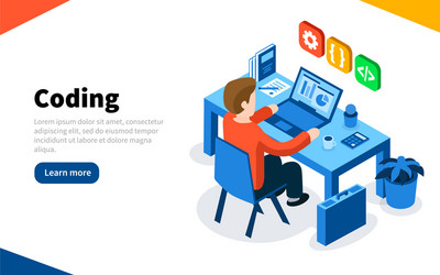 programmer at work concept coding or online vector image