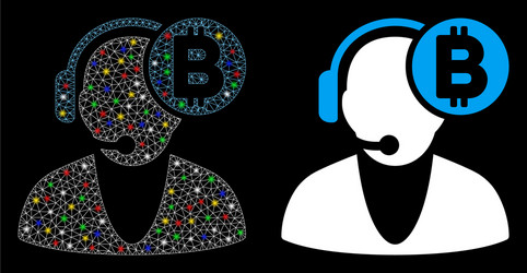 Flare mesh 2d bitcoin operator icon with vector