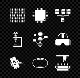 set binary code processor with microcircuits cpu vector image