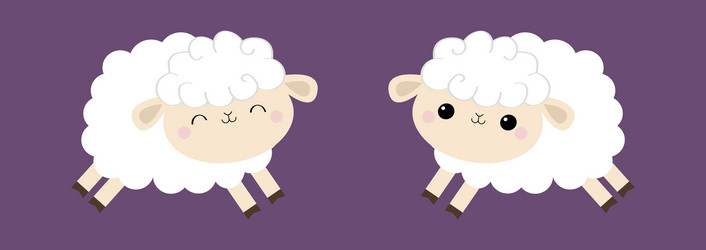 Sheep lamb face head icon set cloud shape jumping Vector Image