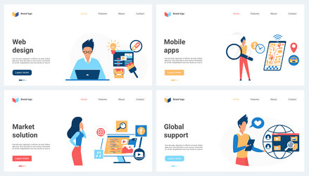 web design global mobile application support vector image
