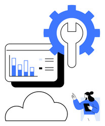 data analysis and cloud computing setup vector image