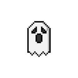 Halloween ghost pixel icon design vector