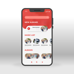 red music ui ux gui screen for mobile apps design vector