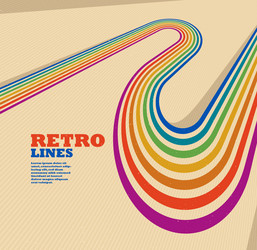 retro style abstract background with curve lines vector image