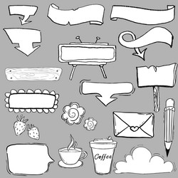 a set of doodle frames and elements for text vector image