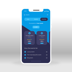 Blue events ui ux gui screen for mobile apps vector