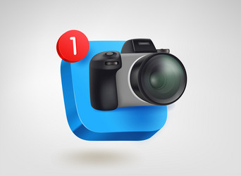 digital camera app button with notification 3d vector image