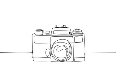 Retro SLR Camera - Single Line Drawing vector image