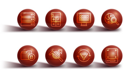set line server folder and lock search globe vector image