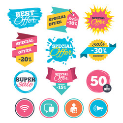 wifi and chat bubbles add user megaphone vector image