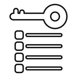 key unlocking access to list of secured items icon vector image