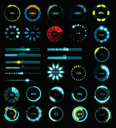 loading process and status bar icons hud interface vector image