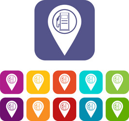 map pointer with gas station symbol icons set flat vector image