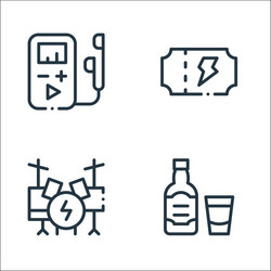 rock n roll line icons linear set quality vector