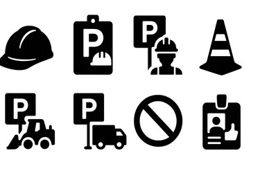 safety signs and construction symbols used Vector Image