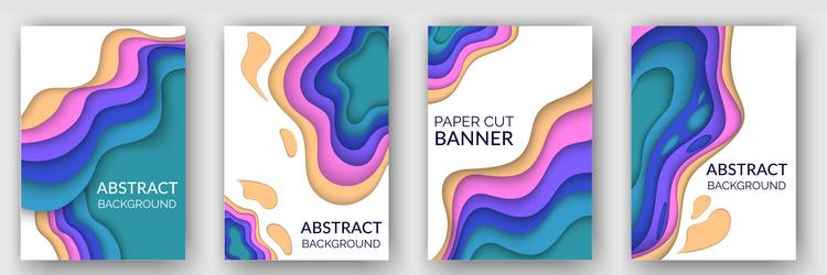 abstract background set with color waves paper vector image