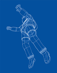 Astronaut in Space - Wireframe Render vector image