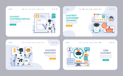 chat bot web or landing set ai-powered customer vector image