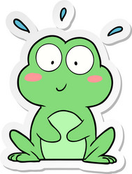 Cute Cartoon Frog Sticker vector