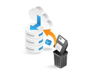 flat isometric 3d of recovering data from trash vector