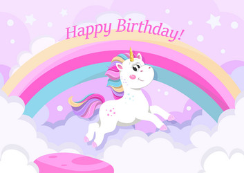 unicorn with rainbow banner vector