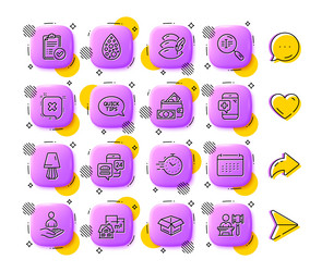calendar timer and search text line icons vector image