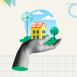 clean energy concept in retro collage vector