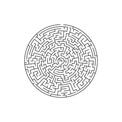 round maze game template of logic labyrinth test vector