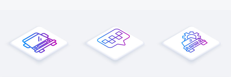 set isometric line car map pointer with taxi vector image