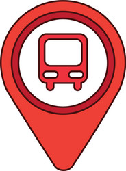 map pointer with symbol bus station for location vector image