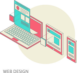 mobile and desktop website design development vector